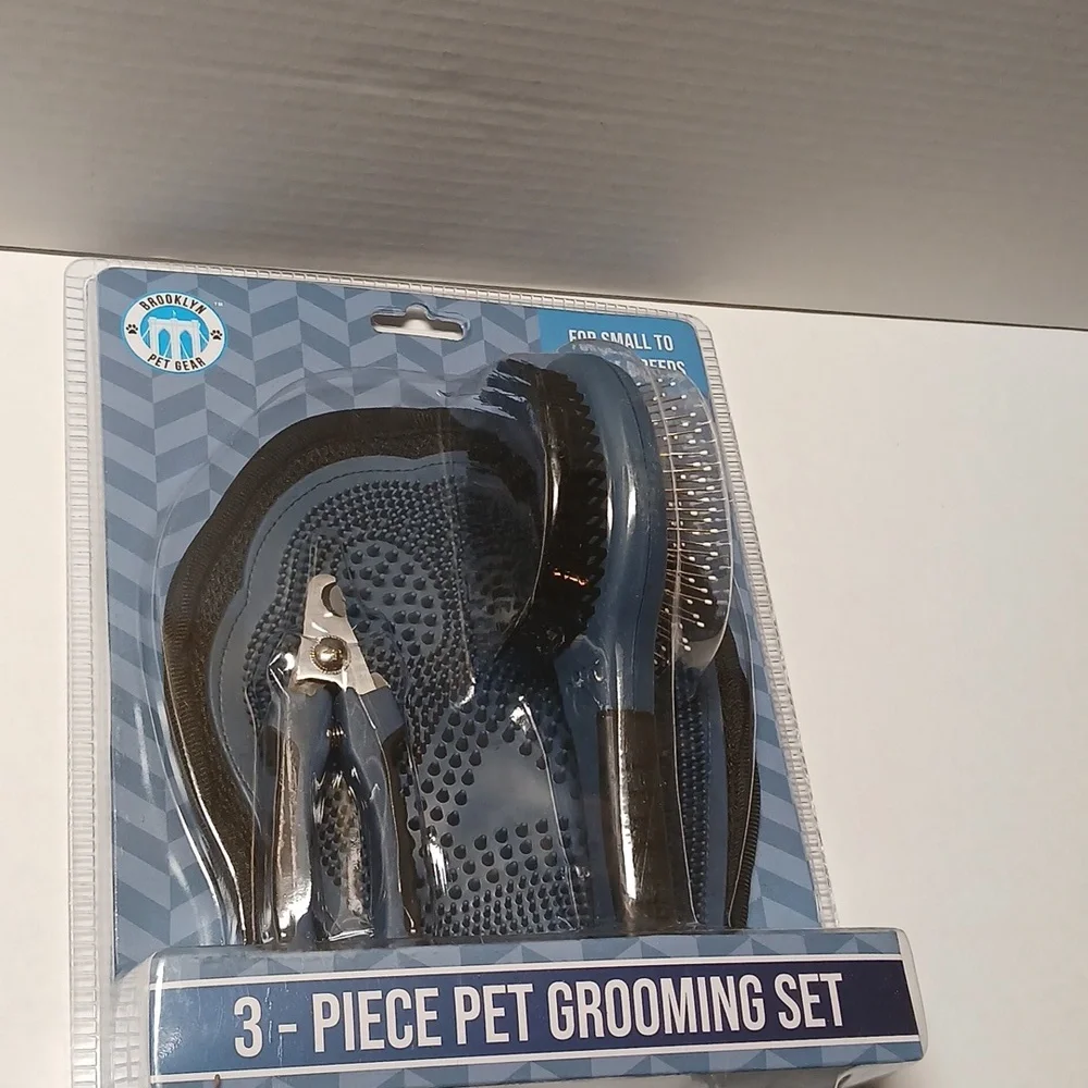 Pet Grooming 3 Piece Set Black Blue 3-Way For Small to Medium Breeds NWT